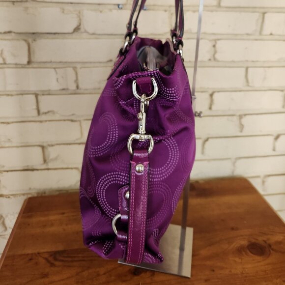 Euc Rare Coach Dotted OP Art Purple Ashley Shoulder Bag Purse - Picture 6 of 14